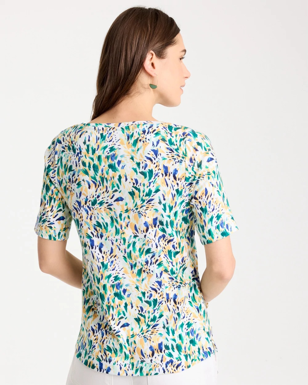 Chico's Outlet - Leafy Swamp Pima Elbow Sleeve Tee