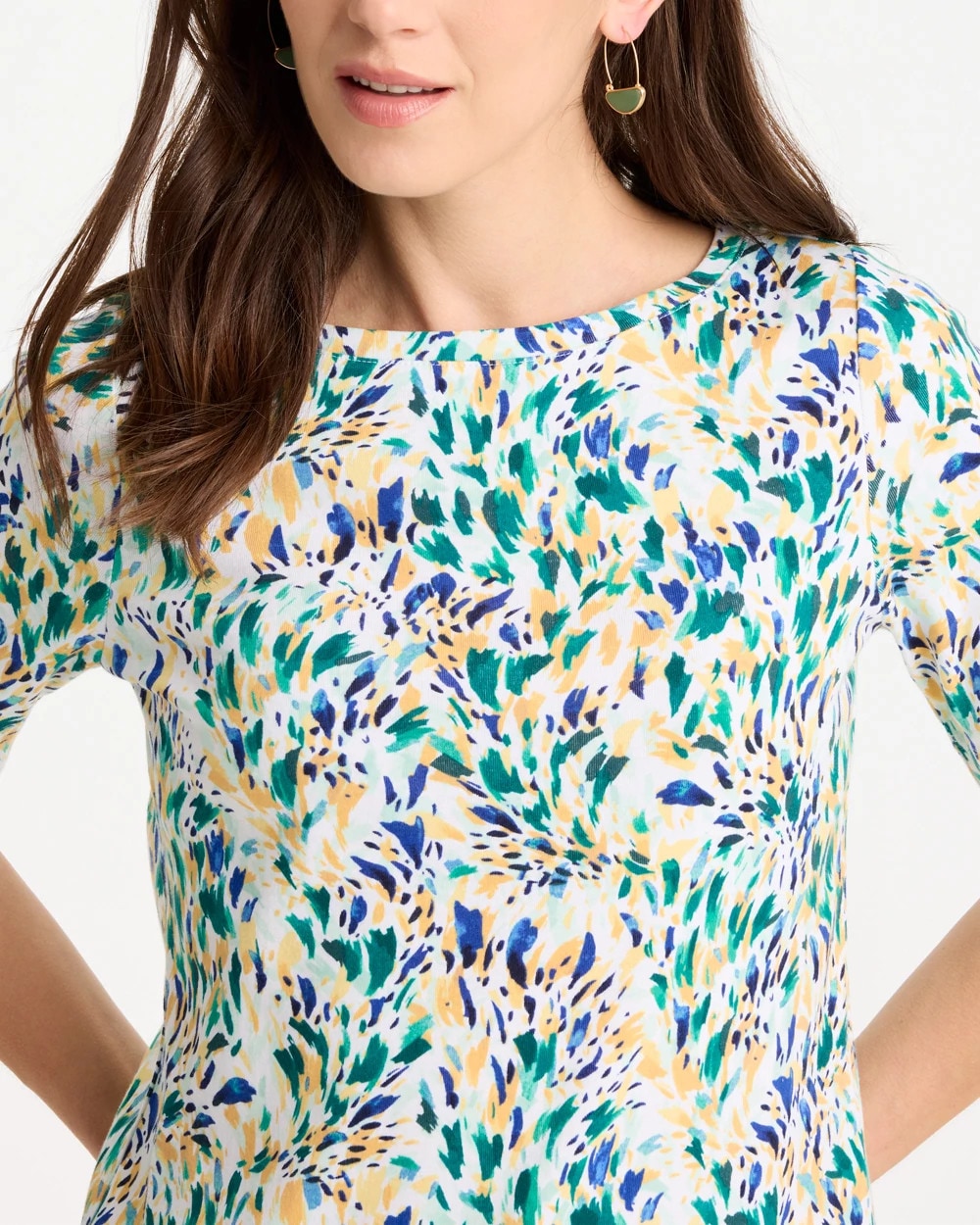 Chico's Outlet - Leafy Swamp Pima Elbow Sleeve Tee