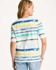 Chico's Sale - Striped Cotton Slub Elbow-Sleeve Tee