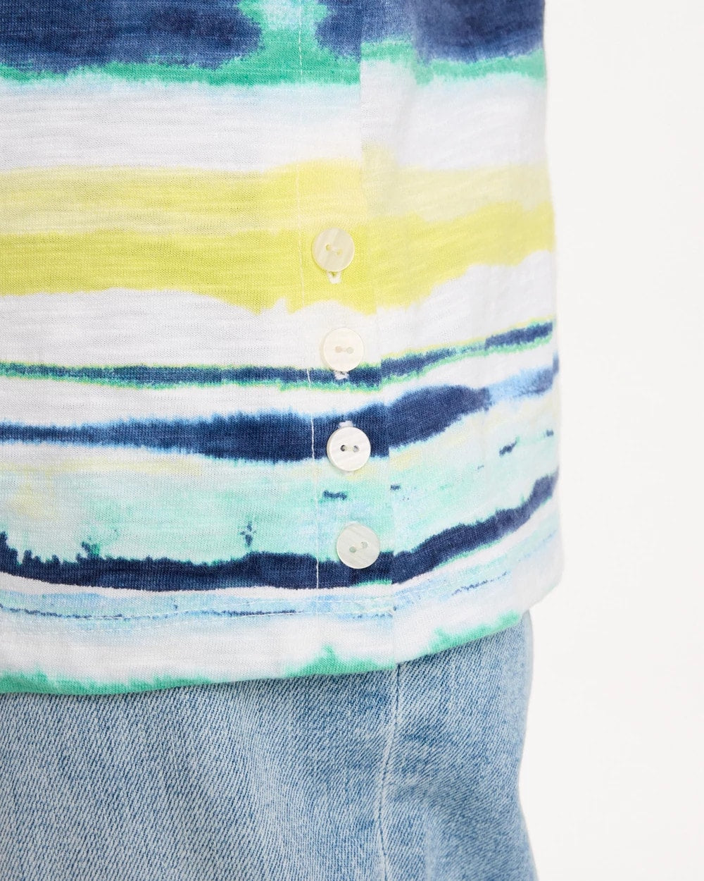 Chico's Sale - Striped Cotton Slub Elbow-Sleeve Tee