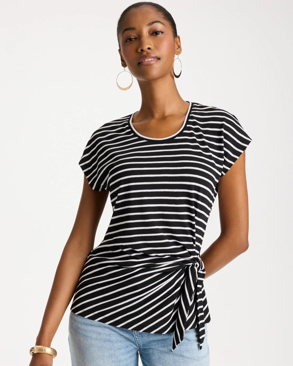 Chico's On Sale - Striped Tie-Front Tee