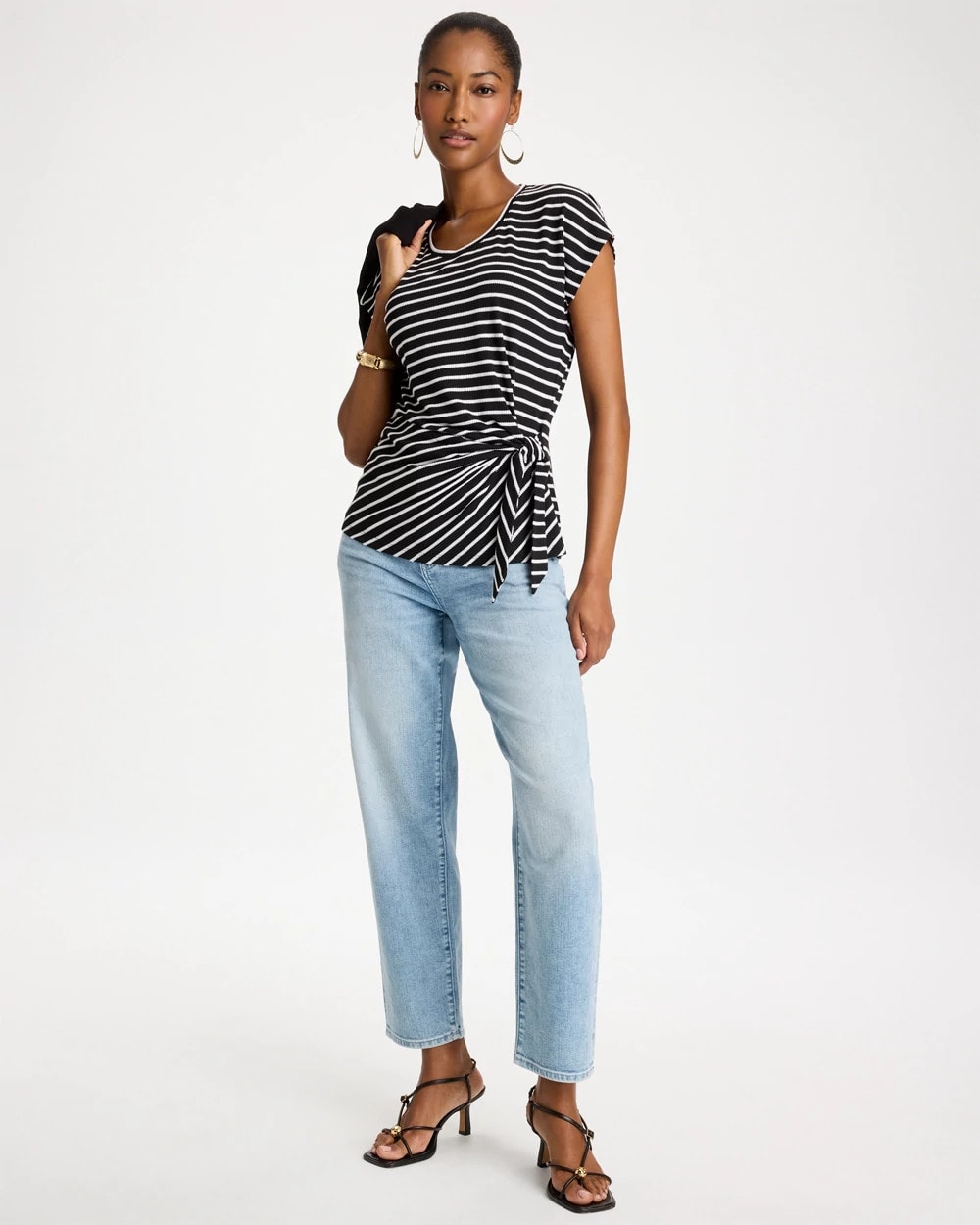 Chico's On Sale - Striped Tie-Front Tee