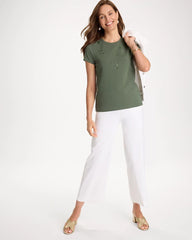 Chico's Outlet - Embellished Cotton Stretch Cap-Sleeve Tee