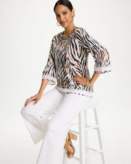 Chico's Discount - Tiger Linen Crochet Lace Tee