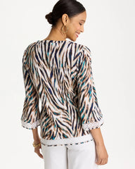 Chico's Discount - Tiger Linen Crochet Lace Tee
