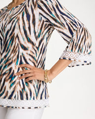 Chico's Discount - Tiger Linen Crochet Lace Tee