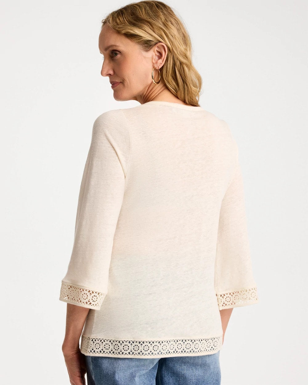 Chico's Sale - Linen Crochet Lace Tee