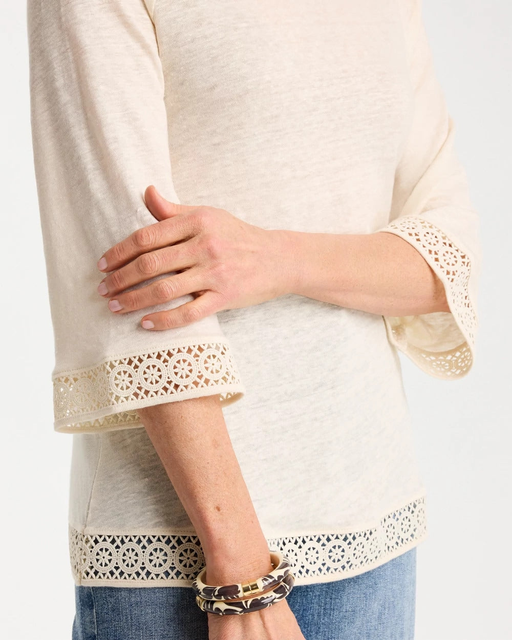 Chico's Sale - Linen Crochet Lace Tee