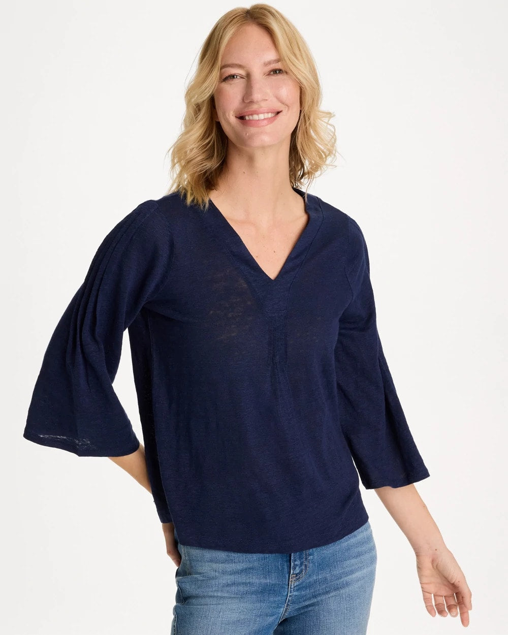 Chico's Outlet - Linen Pleated Pintuck Tee