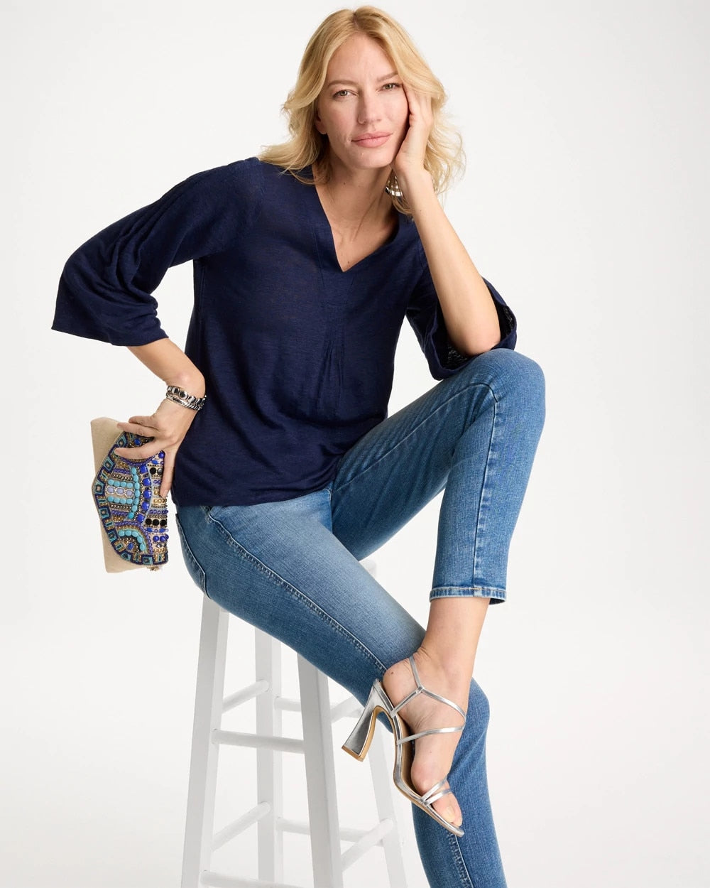Chico's Outlet - Linen Pleated Pintuck Tee