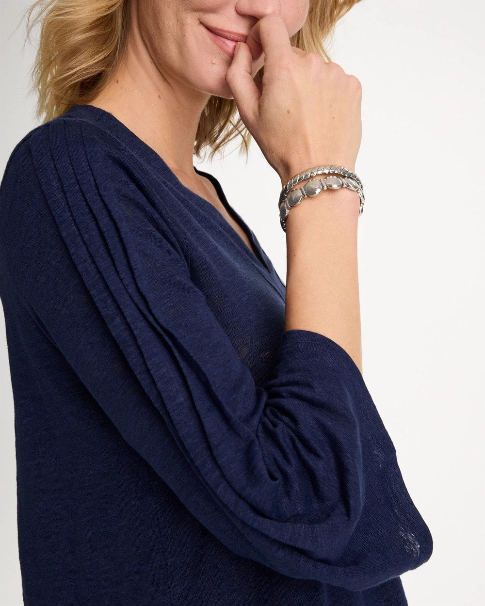 Chico's Outlet - Linen Pleated Pintuck Tee