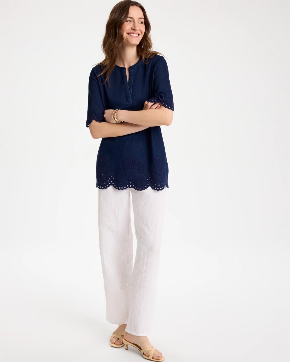Chico's On Sale - Embroidered Cotton-Blend Tunic