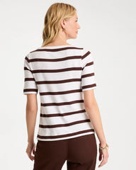 Chico's Outlet - Striped Pima Elbow Sleeve Tee