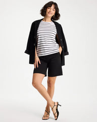 Chico's Discount - Striped Cotton Stretch Cap-Sleeve Tee