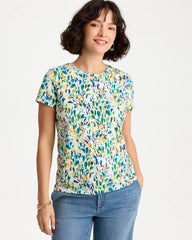 Chico's Sale - Printed Cotton Stretch Cap-Sleeve Tee
