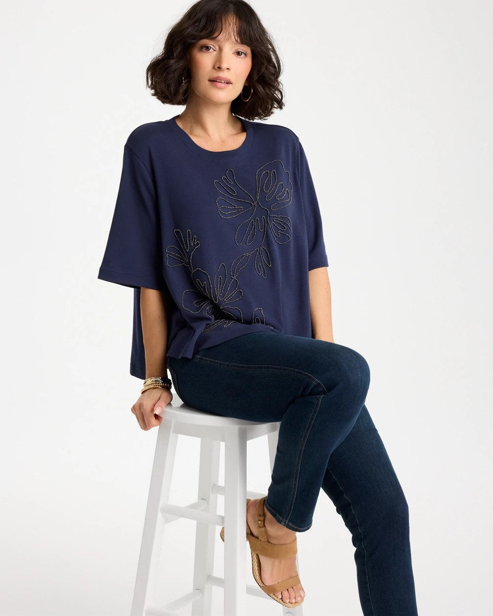 Chico's On Sale - Caviar Beaded Cotton Tee