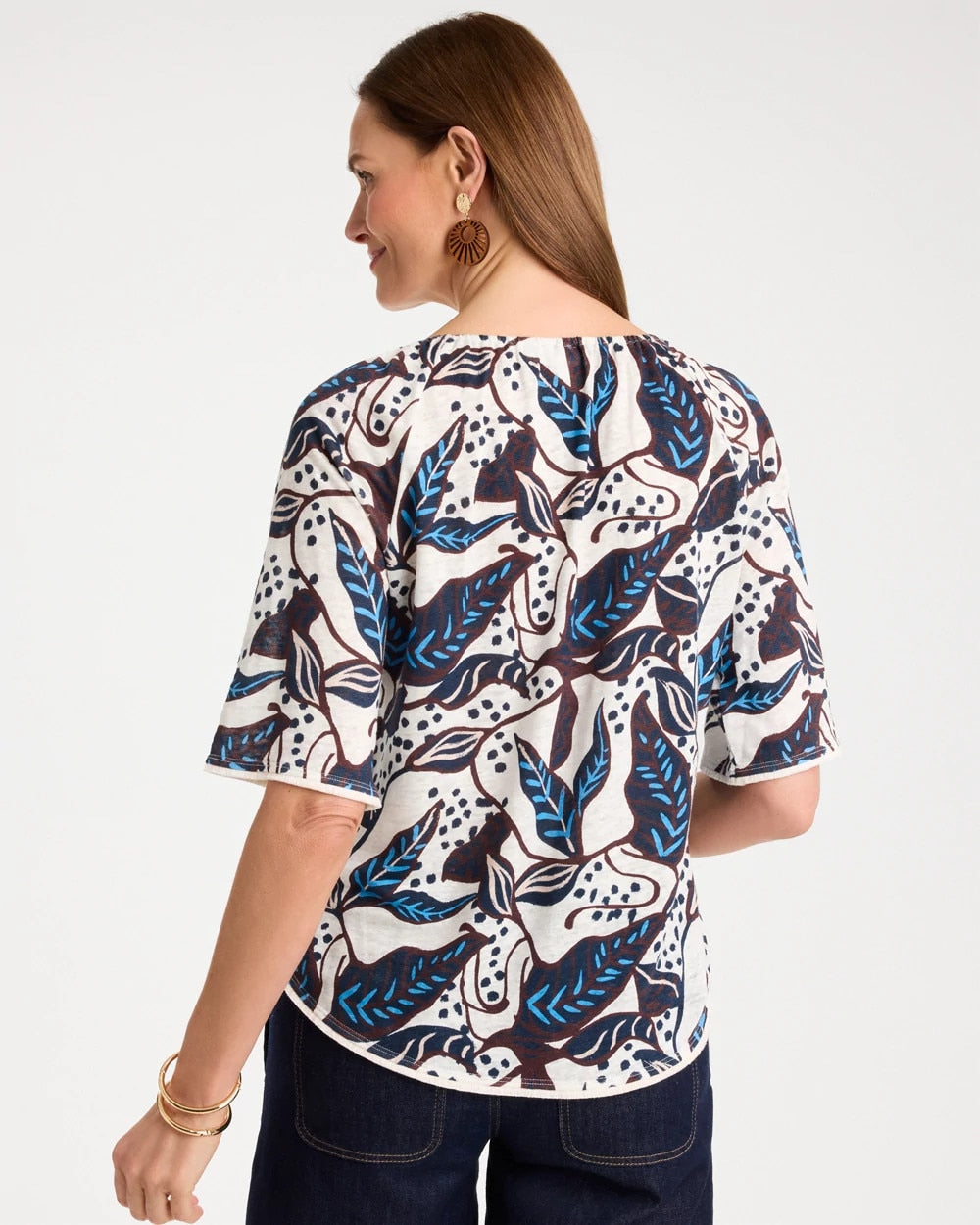 Chico's Outlet - Printed Linen Fringed Tee