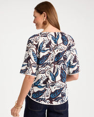 Chico's Outlet - Printed Linen Fringed Tee