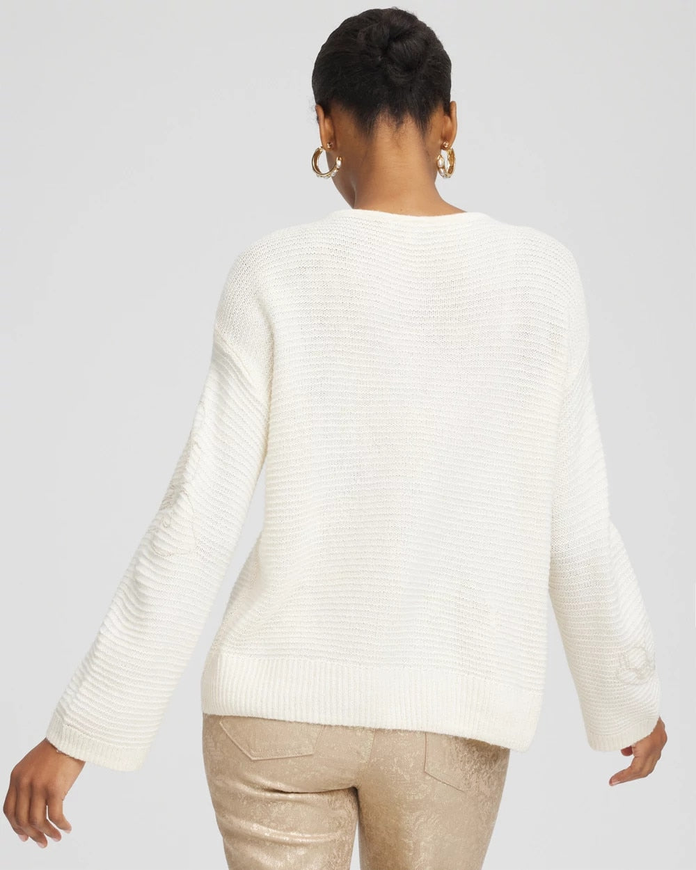 Chico's / Tonal Embroidered Boatneck Pullover Sweater
