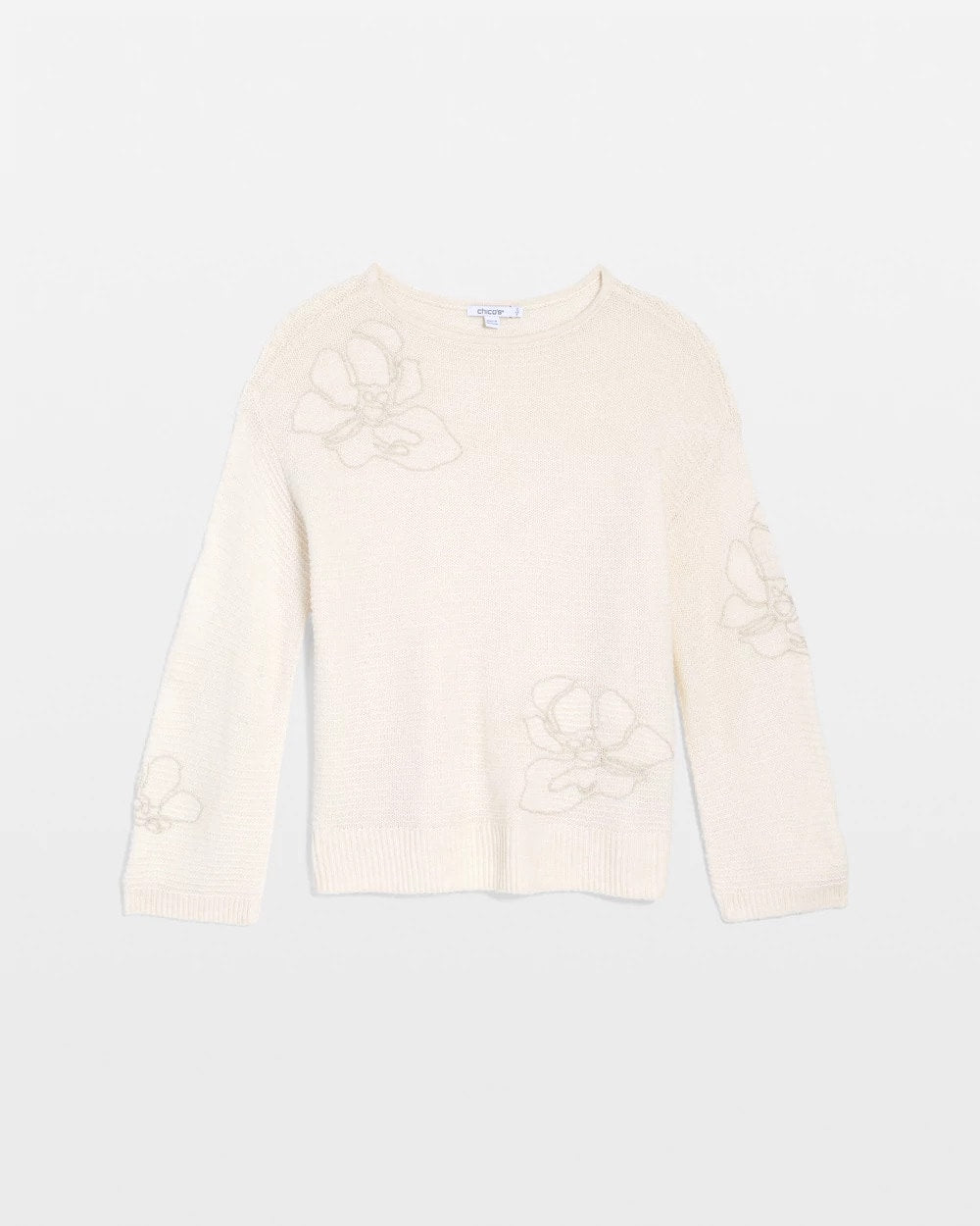 Chico's / Tonal Embroidered Boatneck Pullover Sweater
