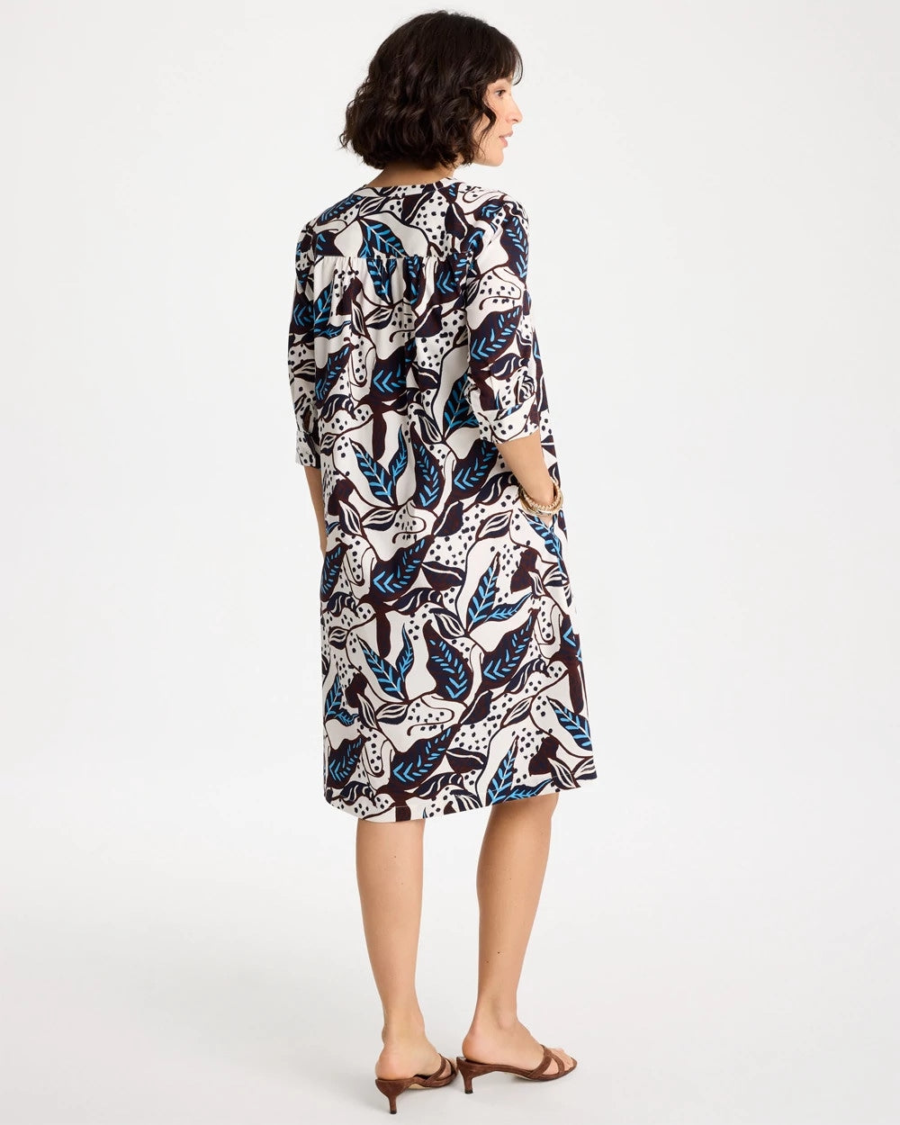 Chico's Discount - Poplin Cotton Popover Printed Dress