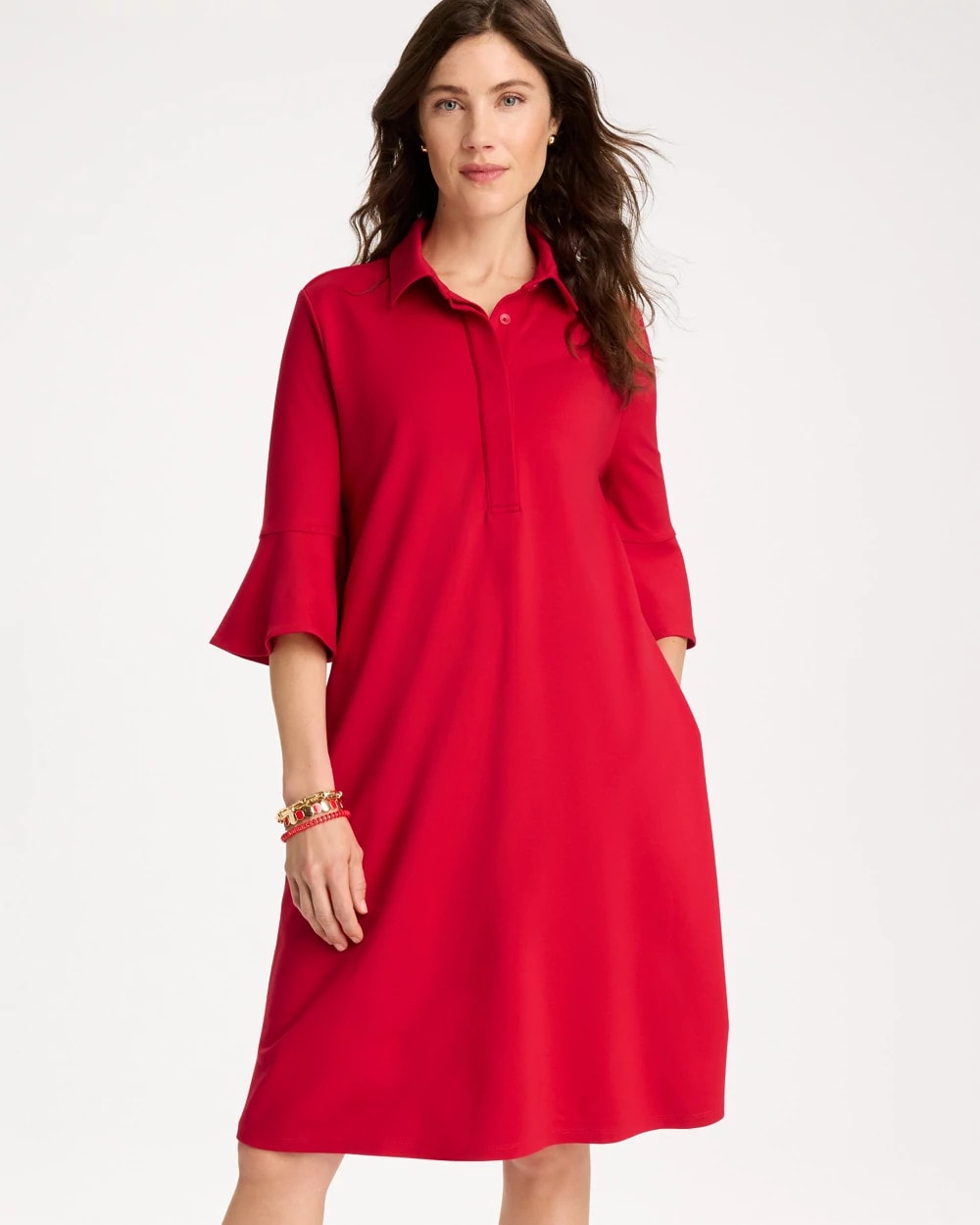 Chico's On Sale - Ponte Knit Flounce Sleeve Dress