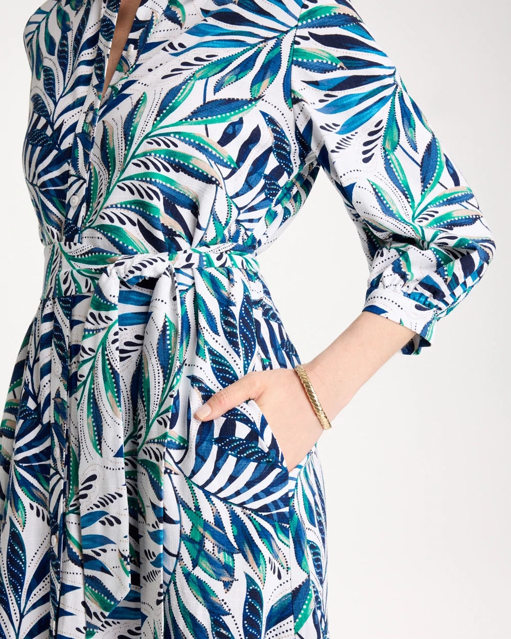 Chico's Outlet - Palm Cotton-Rayon Slub Shirtdress