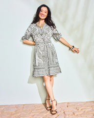 Chico's Online - Printed Cotton-Linen Belted Dress