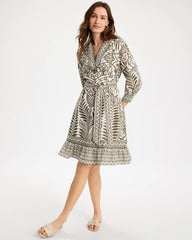 Chico's Online - Printed Cotton-Linen Belted Dress