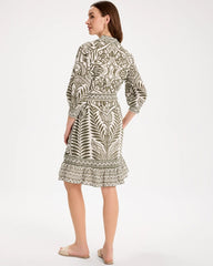 Chico's Online - Printed Cotton-Linen Belted Dress