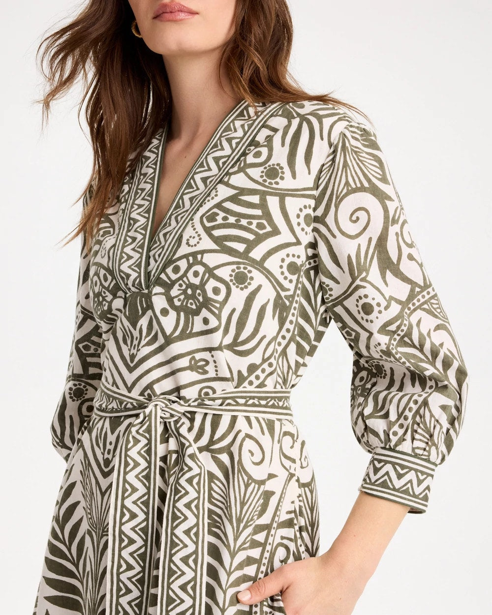 Chico's Online - Printed Cotton-Linen Belted Dress