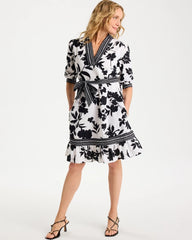 Chico's US - Floral Cotton-Linen Belted Dress