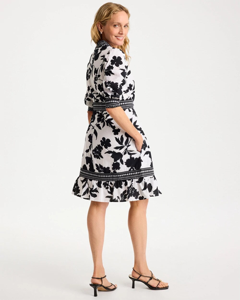 Chico's US - Floral Cotton-Linen Belted Dress