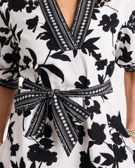 Chico's US - Floral Cotton-Linen Belted Dress