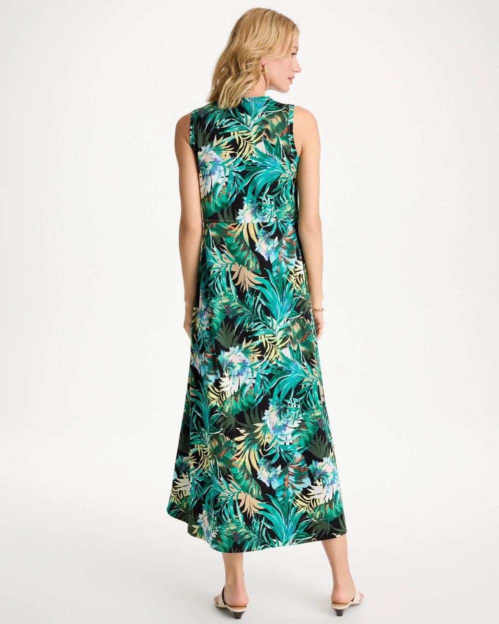 Chico's / Palm Printed Knit Maxi Dress