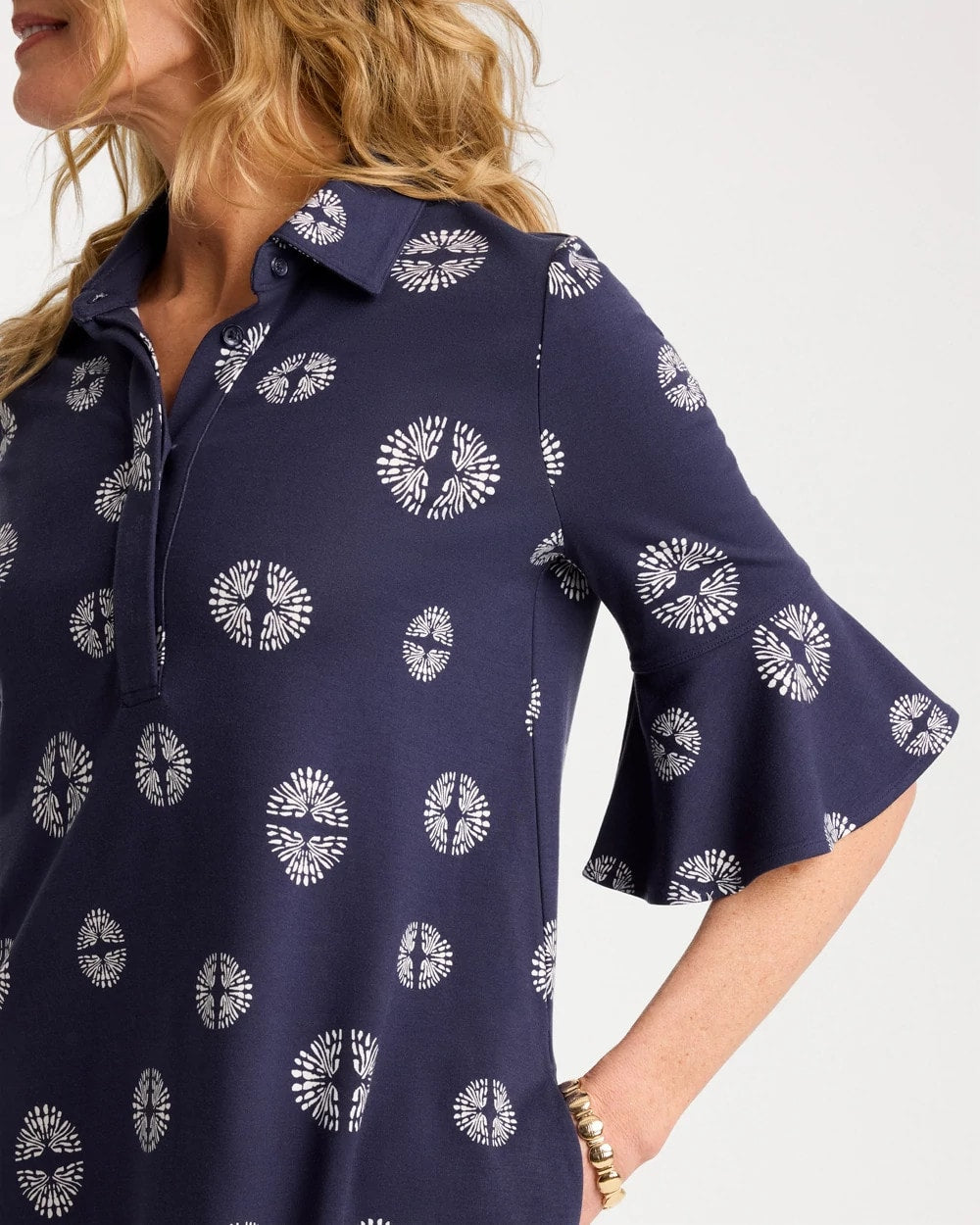 Chico's Discount - Printed Ponte Flounce Sleeve Dress