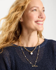 Chico's Outlet - Toggle Bar Pearl Pendant Necklace