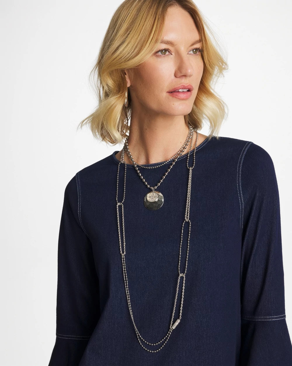 Chico's Sale - Short Silver Ball Chain Pendant