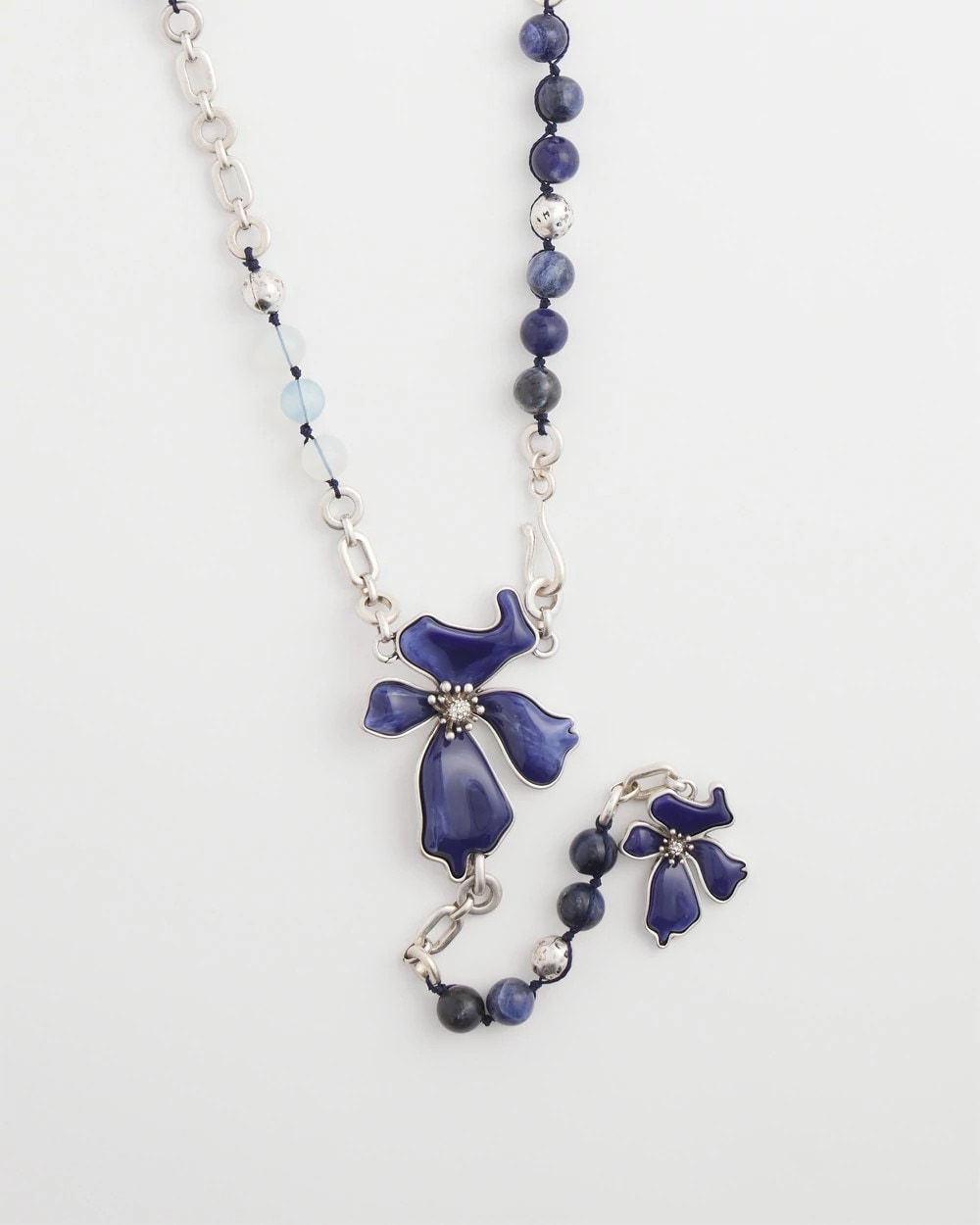 Chico's / Blue Flower Long Y-Necklace