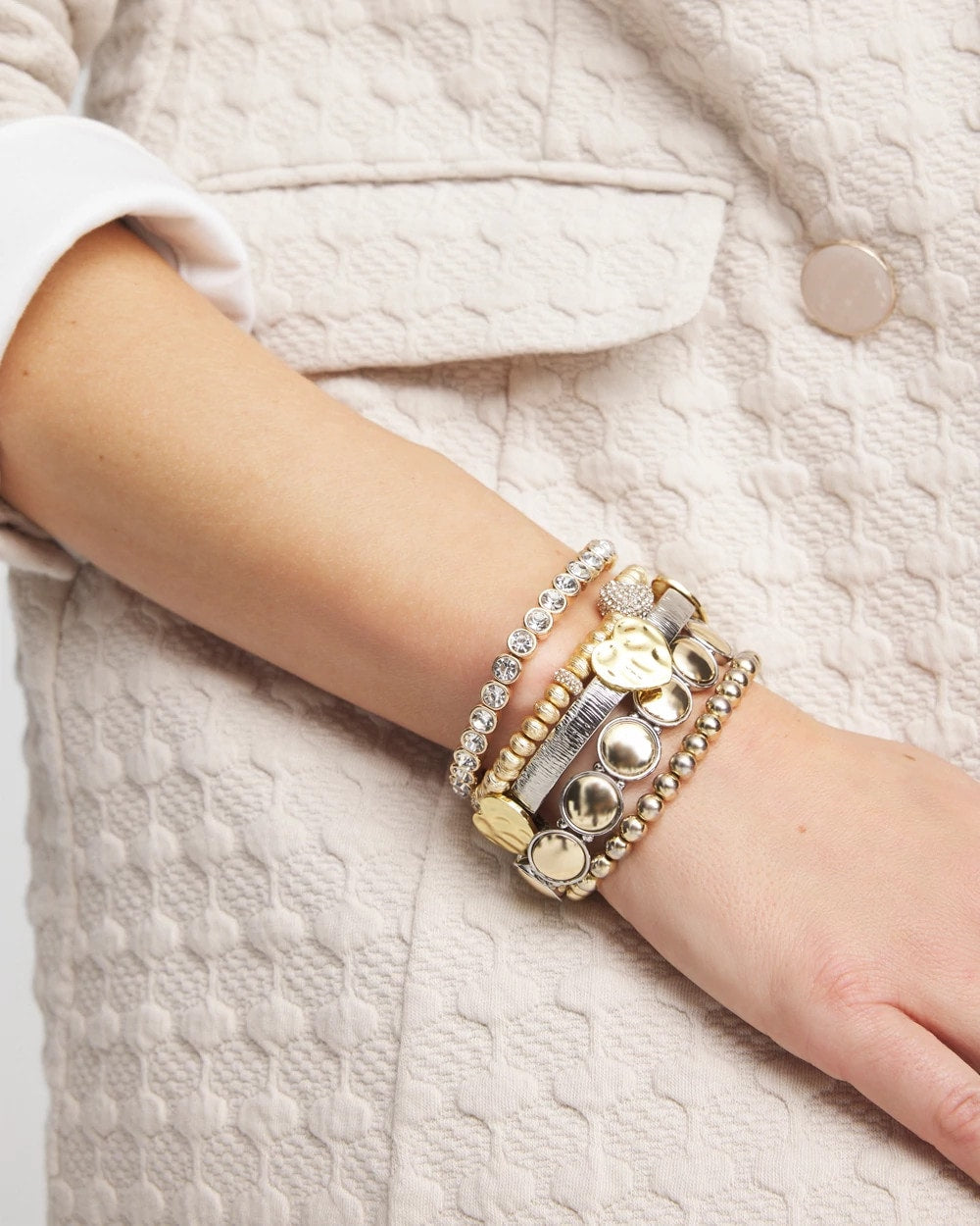 Chico's US - Mixed Metal Heart Stretch Bracelet
