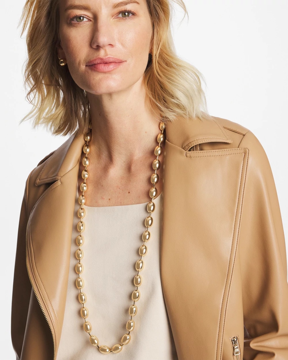 Chico's Outlet - Gold Bead Long Single Strand Necklace