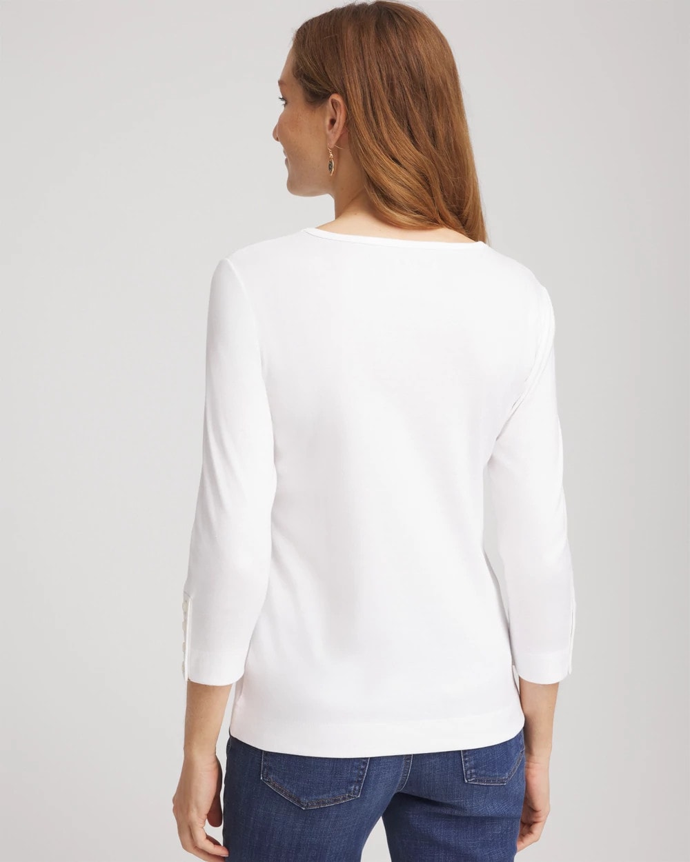 Chico's / Pima Cotton Crewneck Button Tee