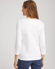 Chico's / Pima Cotton Crewneck Button Tee