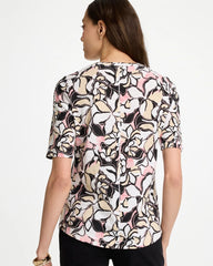 Chico's Sale - Printed Cotton Slub V-Neck Tee