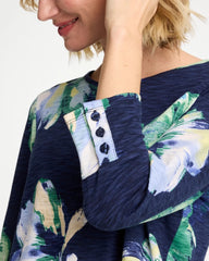 Chico's On Sale - Printed Slub Button Detail Tee