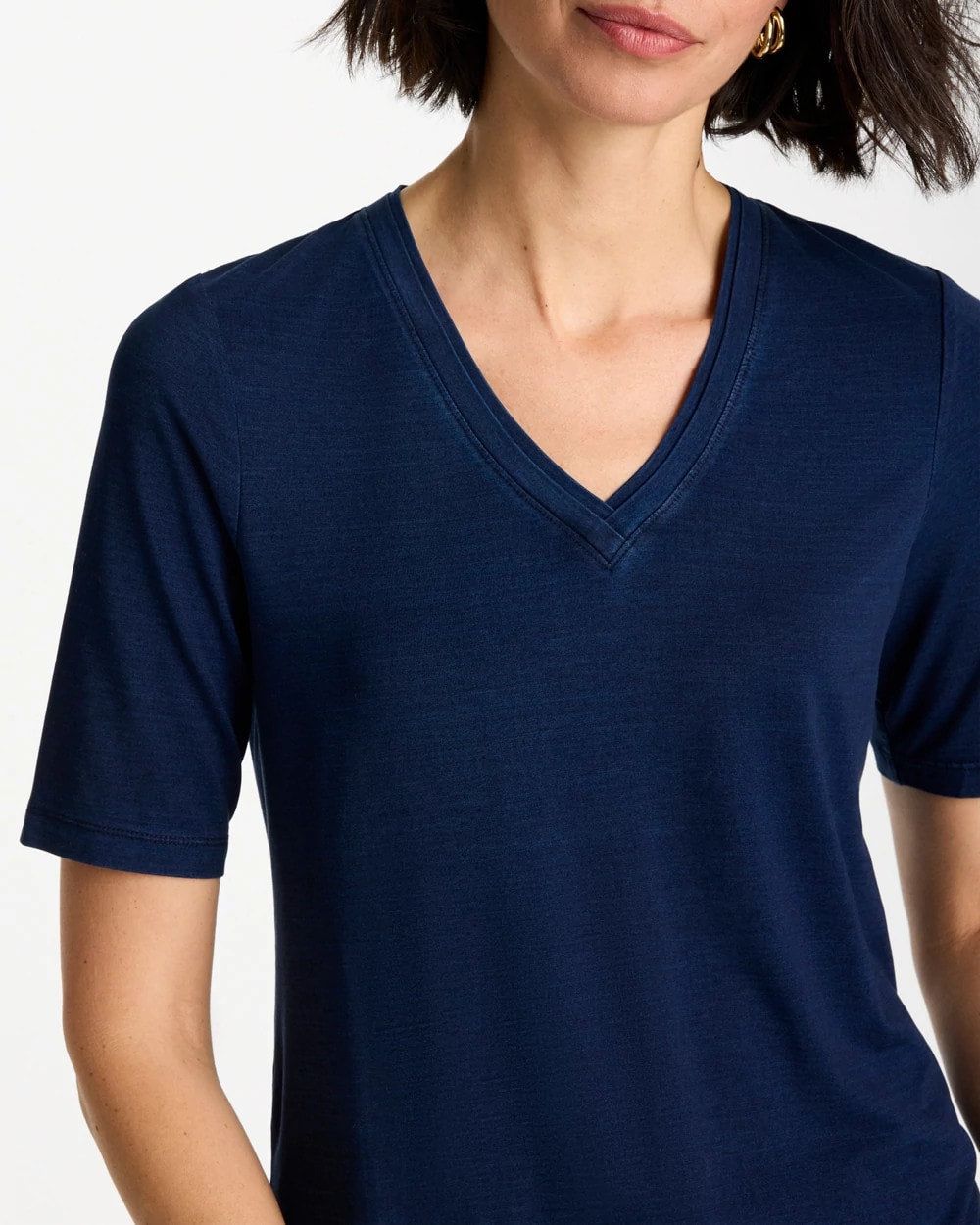 Chico's Discount - Cotton Slub V-Neck Tee