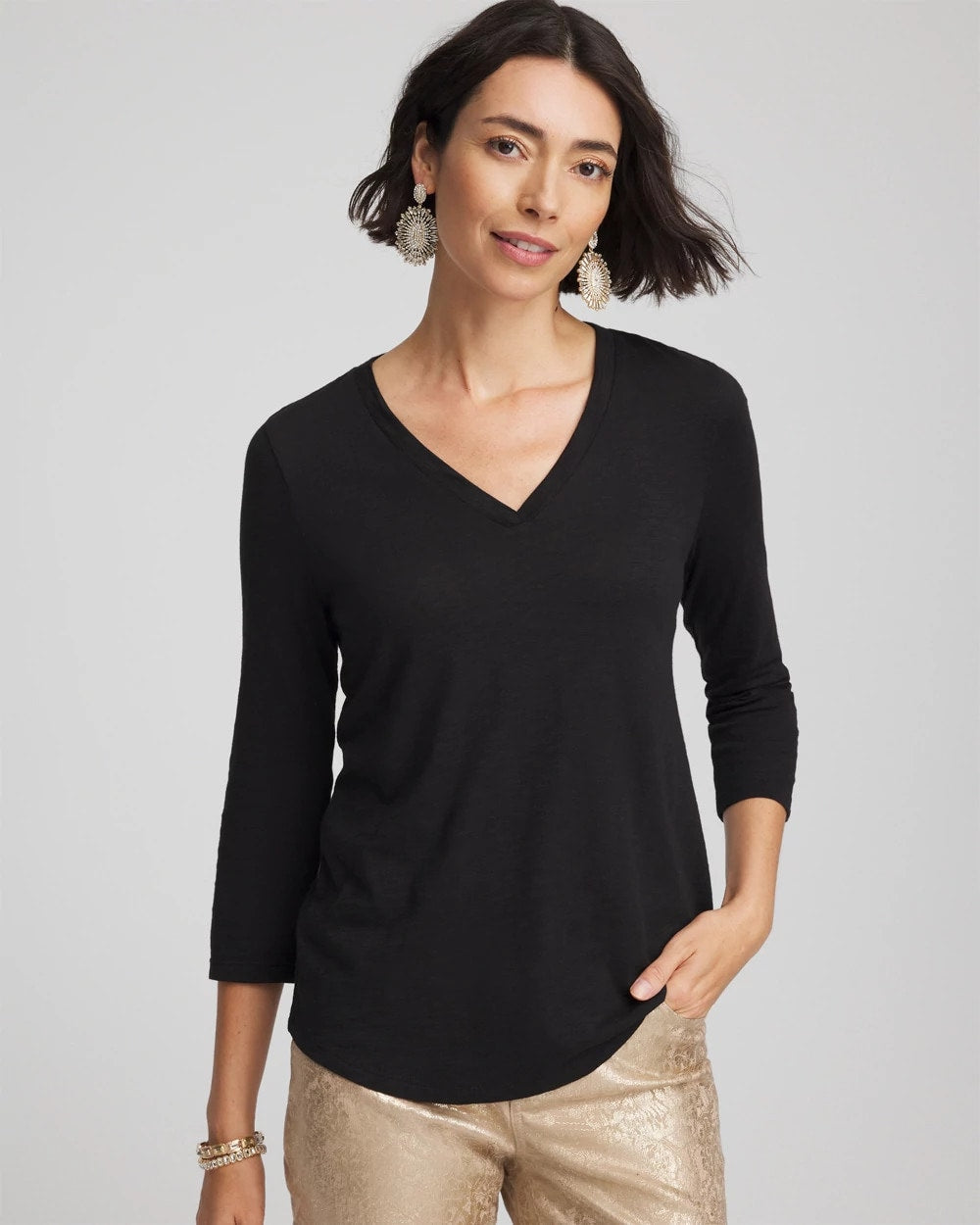Chico's / Slub 3/4 Sleeve Tee