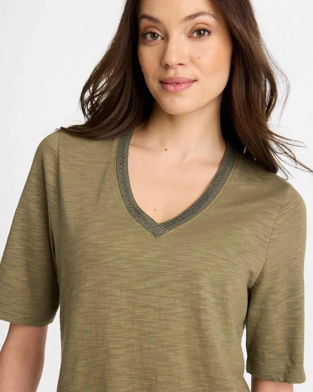 Chico's Discount - Cotton Slub V-Neck Tee