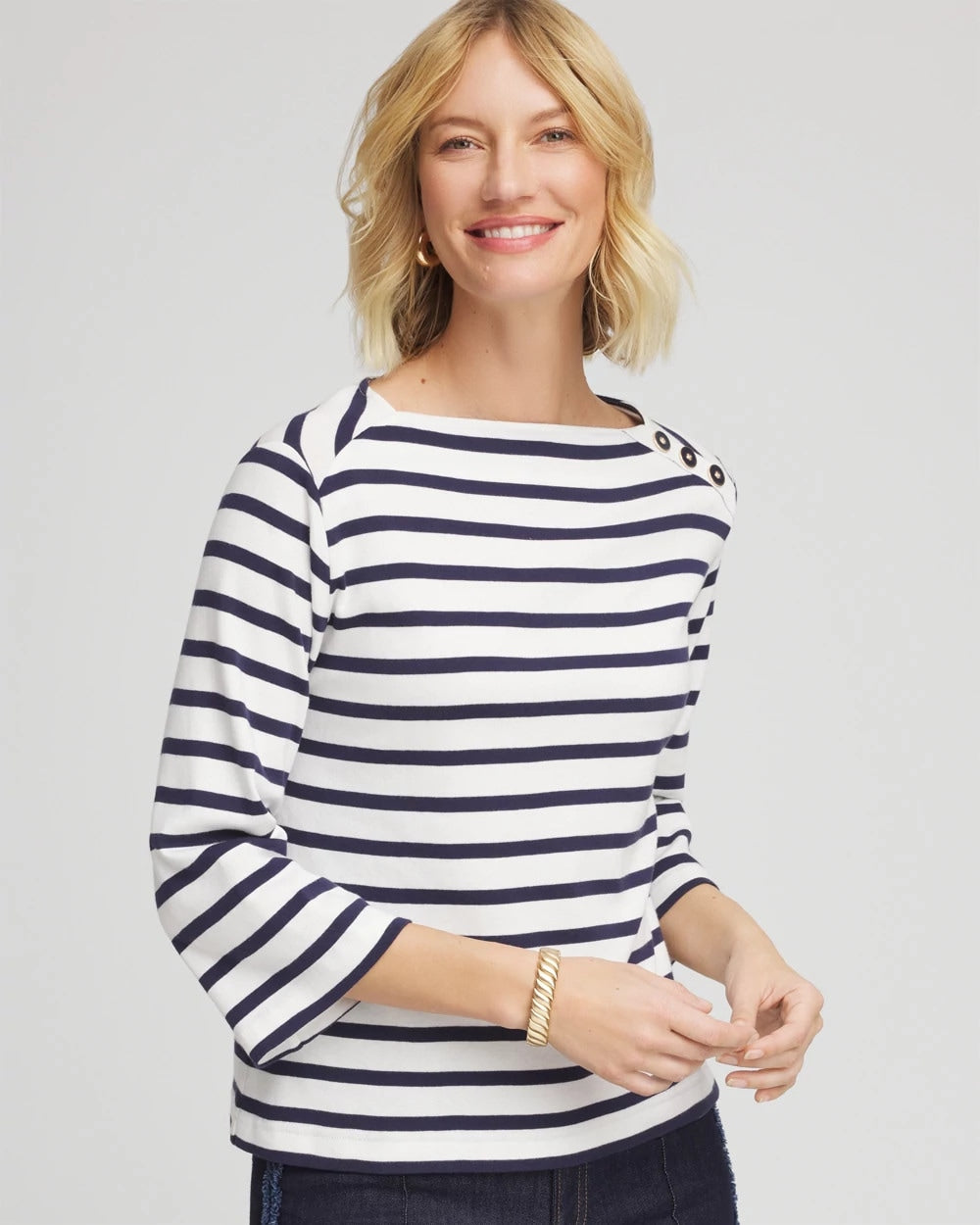 Chico's Sale - Bateau Neck Stripe Top