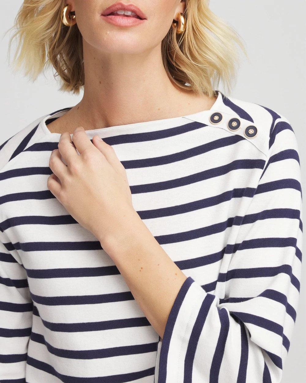 Chico's Sale - Bateau Neck Stripe Top